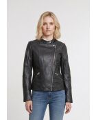 Veste en cuir Frida noire
