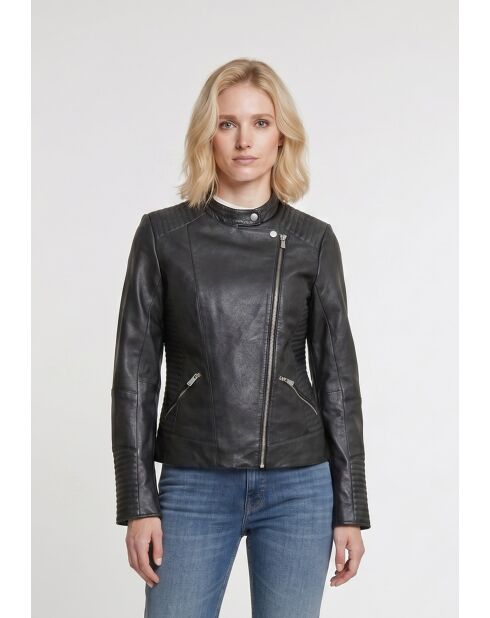 Veste en cuir Frida noire