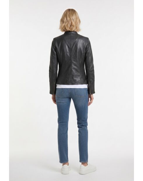 Veste en cuir Frida noire