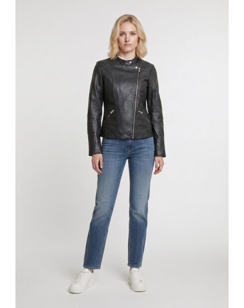 Veste en cuir Frida noire