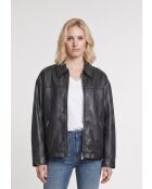 Veste oversize en cuir Cefa noire