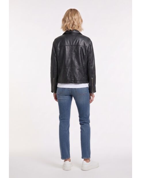Veste oversize en cuir Cefa noire