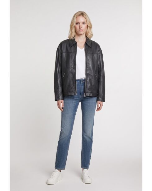 Veste oversize en cuir Cefa noire