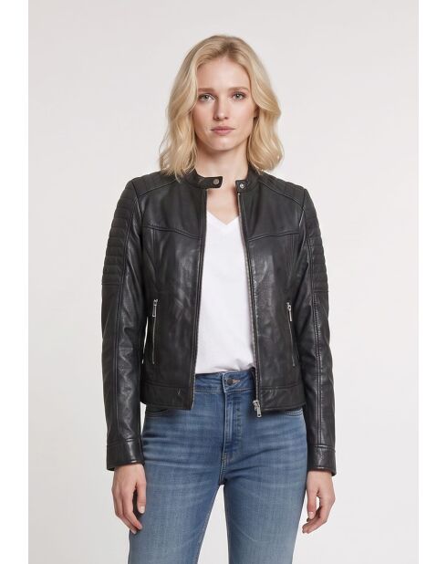 Veste en cuir Brea noire