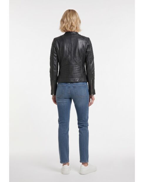 Veste en cuir Brea noire