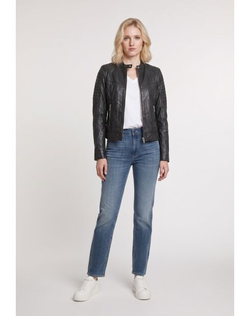 Veste en cuir Brea noire