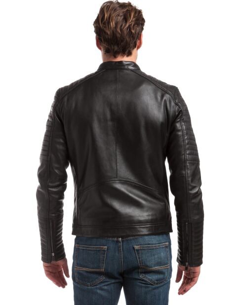 Schwarze Bikerjacke aus Leder von Enrique