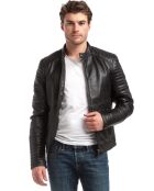 Schwarze Bikerjacke aus Leder von Enrique