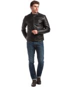 Schwarze Bikerjacke aus Leder von Enrique