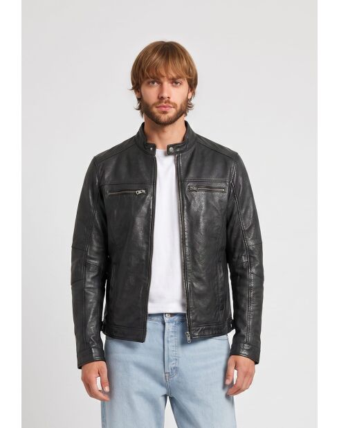 Karson schwarze Lederjacke