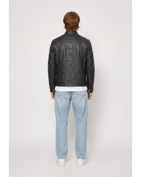 Karson schwarze Lederjacke