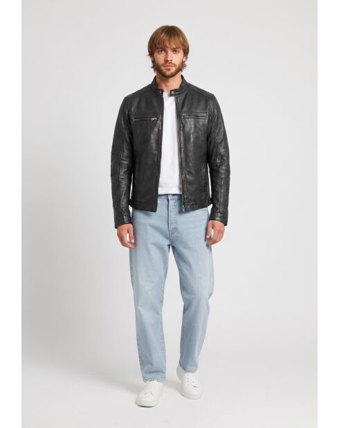 Karson schwarze Lederjacke