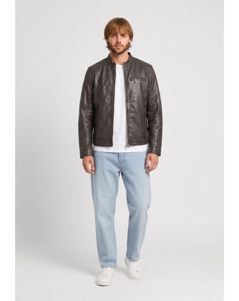 Braune Bikerjacke aus Leder von Berk