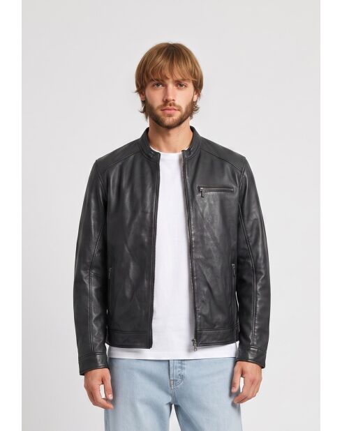 Berk schwarze Bikerjacke aus Leder