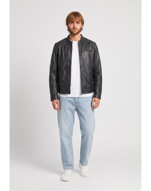Berk schwarze Bikerjacke aus Leder