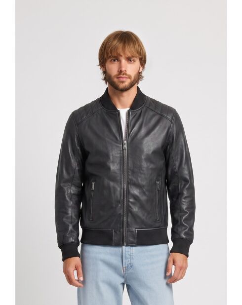 Bomber Brann in pelle nera