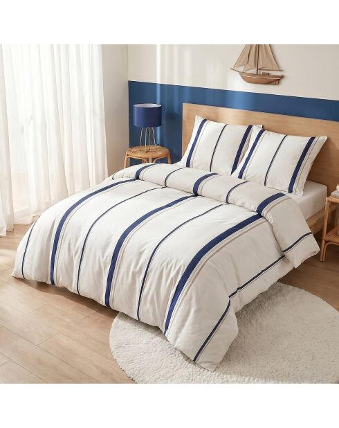 Parure housse de couette 3 pcs en coton Lord blanche