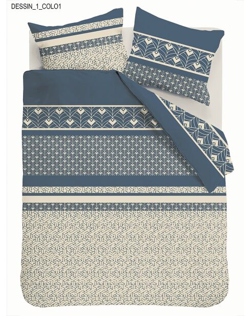Parure housse de couette 3 pcs en coton Havril bleue