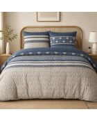 Parure housse de couette 3 pcs en coton Havril bleue