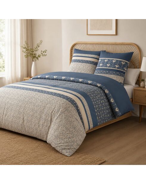 Parure housse de couette 3 pcs en coton Havril bleue