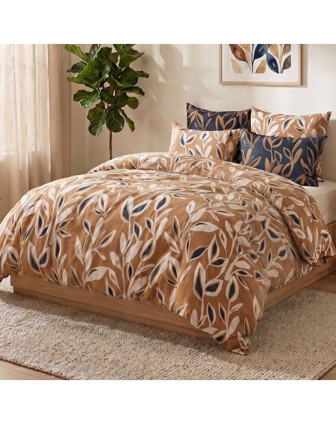 Parure housse de couette 3 pcs en coton Linda brune