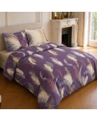 Parure housse de couette imprimée en coton Winter aubergine
