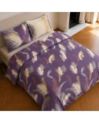 Parure housse de couette imprimée en coton Winter aubergine