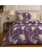 Parure housse de couette imprimée en coton Winter aubergine