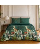 Parure housse de couette imprimée en coton Zambi verte