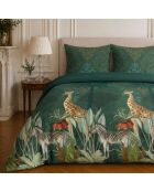 Parure housse de couette imprimée en coton Zambi verte