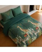 Parure housse de couette imprimée en coton Zambi verte