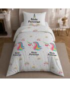 Parure de lit enfant en coton Licorne blanche