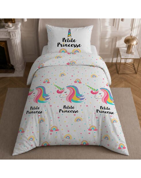 Parure de lit enfant en coton Licorne blanche