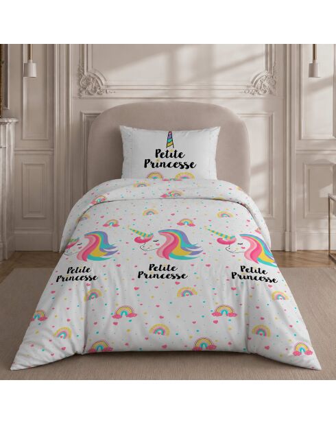 Parure de lit enfant en coton Licorne blanche