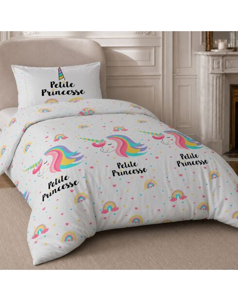 Parure de lit enfant en coton Licorne blanche