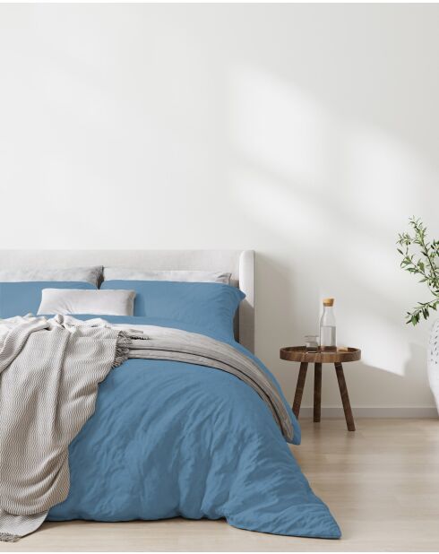 Parure housse de couette en coton Drift bleue