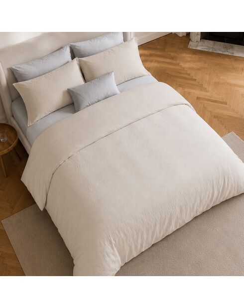 Parure housse de couette en coton Drift écrue
