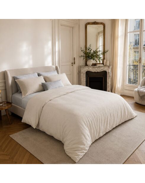 Parure housse de couette en coton Drift écrue