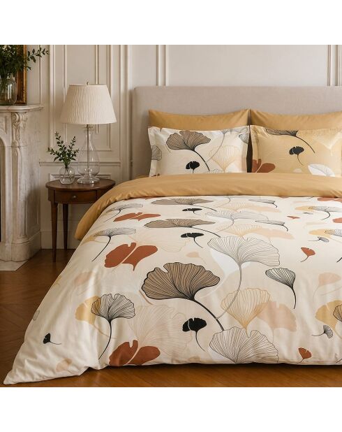 Parure housse de couette imprimée en coton Minkly crème
