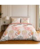 Parure housse de couette imprimée en coton rose/beige