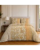 Parure housse de couette imprimée en coton Bombay safran/crème