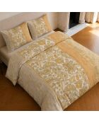 Parure housse de couette imprimée en coton Bombay safran/crème