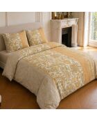 Parure housse de couette imprimée en coton Bombay safran/crème