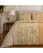 Parure housse de couette imprimée en coton Bombay safran/crème