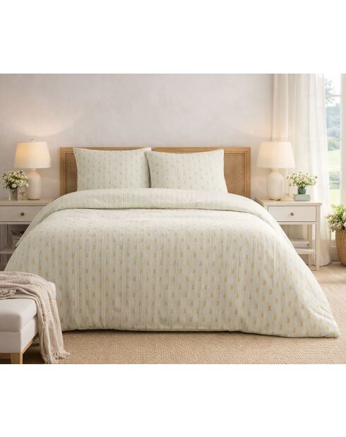 Parure housse de couette 3 pcs en coton lavé Tess écrue