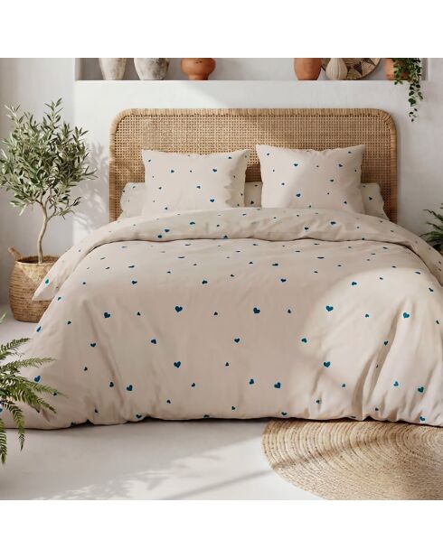 Parure housse de couette 3 pcs en coton Lamourelle beige
