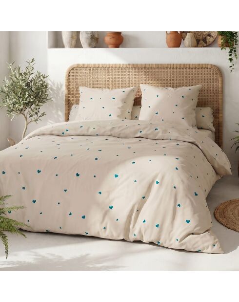 Parure housse de couette 3 pcs en coton Lamourelle beige