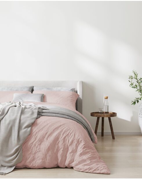 Parure housse de couette en coton Drift rose
