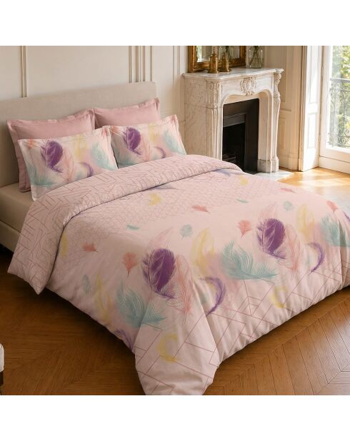 Parure housse de couette imprimée en coton Paloma multicolore
