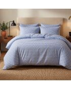Parure housse de couette 3 pcs en coton Celestin bleu/blanc